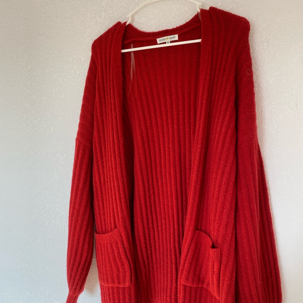 Cozy Red Cardigan - Picture 4 of 5